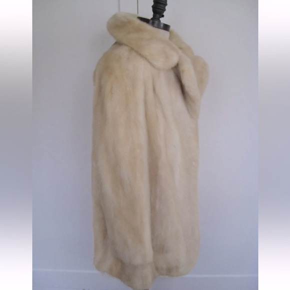 Mink Coat Real Fur Jacket Size S/M Cream Pockets - Picture 4 of 6